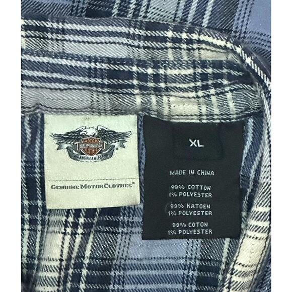 HARLEY DAVIDSON Studded Metallic Plaid Button Up Shirt Motorcycle Hipster Skate - Picture 8 of 9